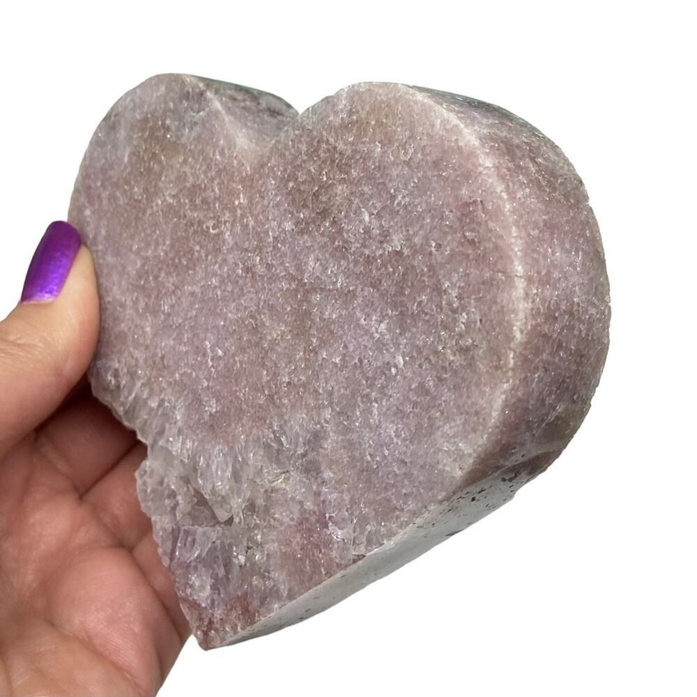 Pink Amethyst Druzy Heart Crystal Display Statement Piece Gift with Stand - Picture 6 of 11